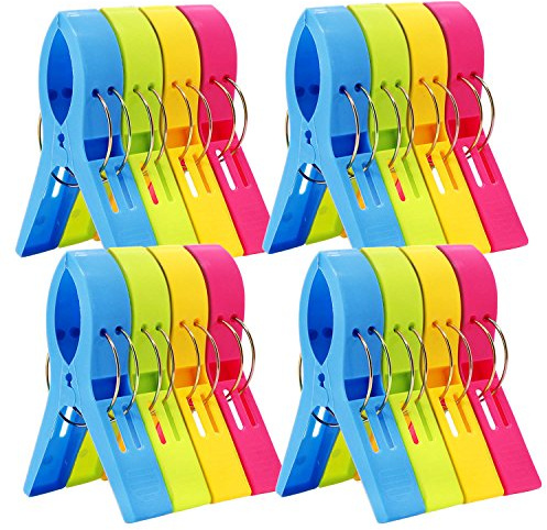 Beach Chair Towel Clips-Cruise Essentials, Pool Chair Clips Large Hanging Clip Clamps Beach Towel Holder Clothes Pegs to Keep Your Towel from Blowing Away, Vacation Beach Must Have (16 Pack)