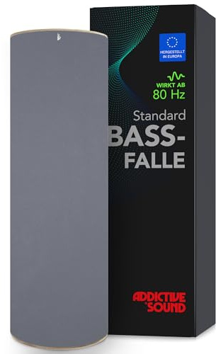 Addictive Sound Bassfalle Rund Standard, Bass Trap 80-210 Hz, Dunkelgrau | 98x30 cm, Akustikwolle-Kern, stapelbar und freistehend für Raumecken, EU-produziert, 36 Monate Garantie