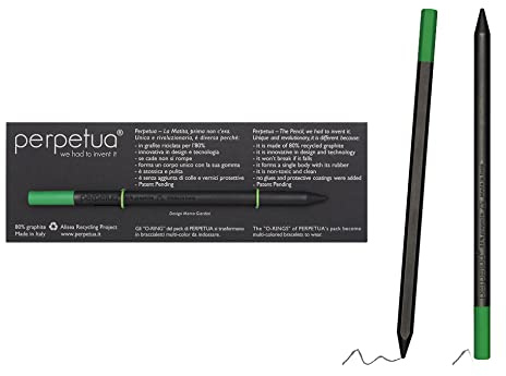 Perpetua Crayon HB ergonomique en graphite recyclé et caoutchouc coloré, idée cadeau écologique, Lapis hb dessin professionnel, artistique et à écrire, crayon presque infini, gadgets utiles