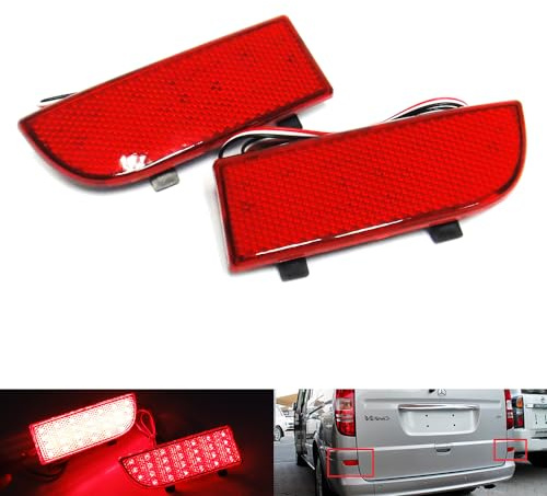 RZG 2x röd bakre stötfångare lins reflektor LED-stoppljus dimljus för 2003-14 MB Viano Vito W639