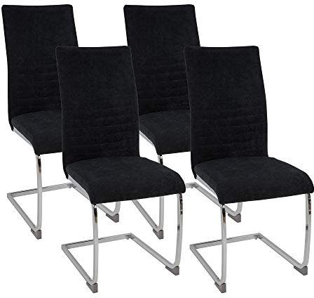 ALBATROS Freischwinger Stuhl Lugano 4er Set, Schwarz - Esszimmerstuhl Schwingstuhl mit Modernem Design, Stoff-Bezug, Dicke Polsterung - Küchenstuhl, Polster-Stuhl Esszimmer, Esstisch Stuhl