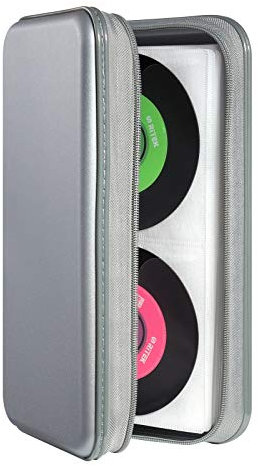 UENTIP CD-Hülle mit 48 Kapazitäten, tragbare DVD-Hülle aus Hartplastik, CD-Organizer, Brieftasche, schützende DVD-Aufbewahrung (Grau96, 96)