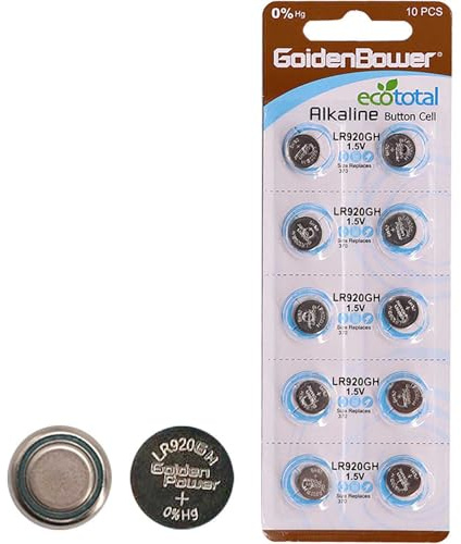 Golden Power LR920GH Alkaline Button Cell 1.5V Battery Hi-Pro Strongest Leak-Proof Performance,10 Count (Pack of 1)