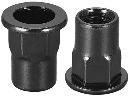 sourcing map Tuercas de remache M8, rosca media hexagonal de acero al carbono chapado en zinc, tuerca de inserción roscada negra, 20 unidades
