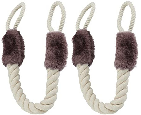 Relaxdays Butoir de Porte, Anti-pincement, Lot de 8, poignées, sécurité bébés et Animaux, Corde, 60 cm, Beige/Marron