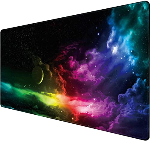 Tech Stor3 Tappetino mouse XXL fantasia cosmo colorato Gaming Mouse pad, 90 x 40 cm,con base antiscivolo in gomma,aderente e liscio,adatta ad ogni mouse, tastiera e laptop (vari, 90x40)