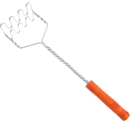 Manual Potato Press Stainless Steel Masher with Long Non-Slip Handle for Mashing Potatoes Vegetables and Fruits Easy to Clean Kitchen Tool 14.56 Inch