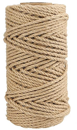 KINGLAKE 4mm Juteschnur,50m Hanfseil Jutegarn Naturkordel Jute Seil Dicke Schnur Bastelschnur Für Verpackung, Dekoration, Gartenbündelung