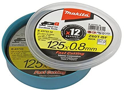 12 disques à tronçonner métal et inox pour meuleuse Ø125 mm - MAKITA B-45733-5