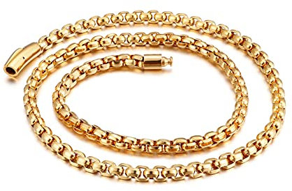 Daesar Halskette Herren Edelstahl 67CM, Erbskette 6MM Gold Kette Biker Männer