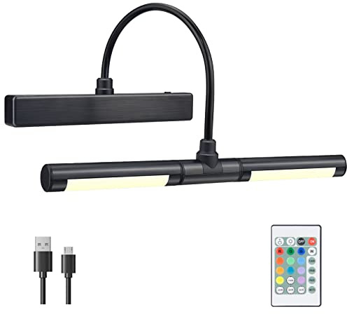 BIGMONAT LED Mural Light, Wireless Charging LED Bathroom Mirror Cabinet Light, Makeup Cabinet Light, Rotatable Lamp Holder, with Remote Dimming and Timer, Upgraded to 12 Color Changing Black