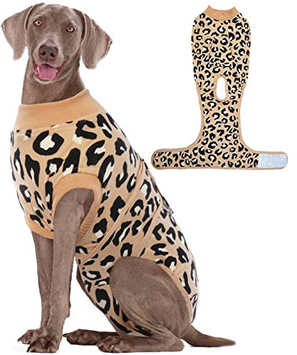 Kuoser Leopardenmuster zur Genesung von Hunden mit Bauchwunden, Hautkrankheiten, E-Halsband und Kegel-Alternative, verhindert Lecken, Braun, Größe XS-XXL