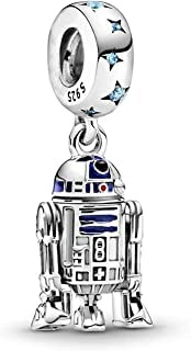 Star Wars R2-D2 Breloque en argent sterling 925 compatible avec les bracelets Pandora, Trollbeads, Chamilia, Biagi et beaucoup d'autres bracelets à breloques britanniques., Métal