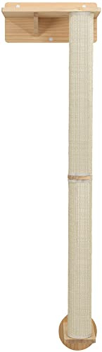 TRIXIE Wall Set 1, Indoor Wall Mounted Cat Scratching Post for Elevated Fun, Climb to Barch, Jumping Platform, Natural