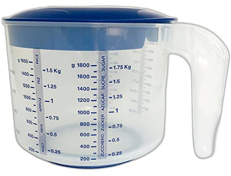 Tupperware Backen Rühr-Mix Messbecher Candy 2,0 L Rührbecher Backhelfer D216 dunkel blau weiß (Kunststoff)
