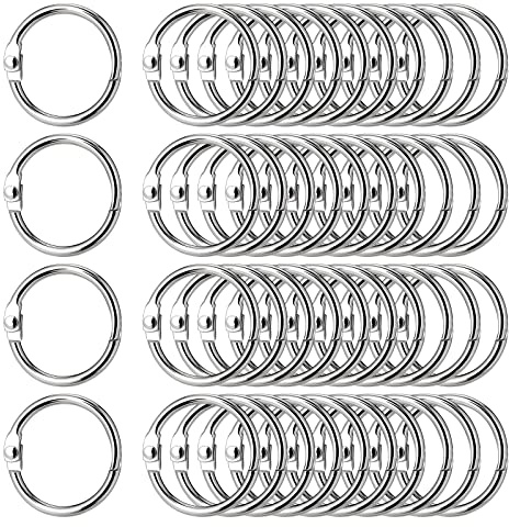 Hongtellor Binder Rings, 40Pcs 30mm/1.2 inch Nickel Plated, Loose Leaf, Index Card, Small Book Rings for Flash Cards, Office, School, Home, Papers, Keychains