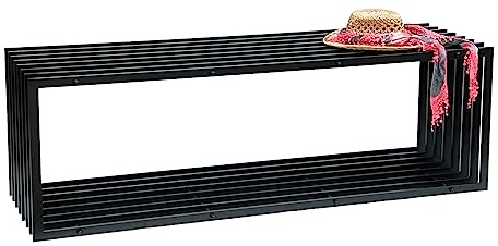 DanDiBo Gartenbank Metall Schwarz Wetterfest Massiv 150 cm Sitzbank Modern 96430 Parkbank Eisen Lamellenbank