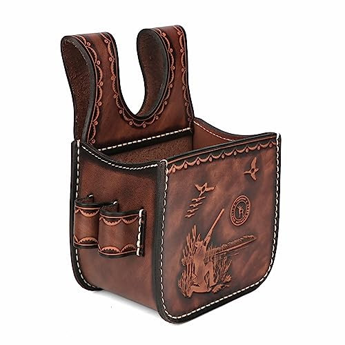 TOURBON Deluxe Leder-Patronentasche für Schrotflintenfalle Skeet-Schießtasche 12GA/16GA Munitionshalter
