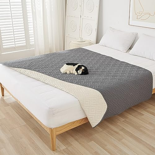 LUKDUNG Couverture imperméable pour chien - 210 x 130 cm - Antidérapante - Robuste - Pour grands et petits chiens - Protection pour canapé, lit, siège auto - Gris