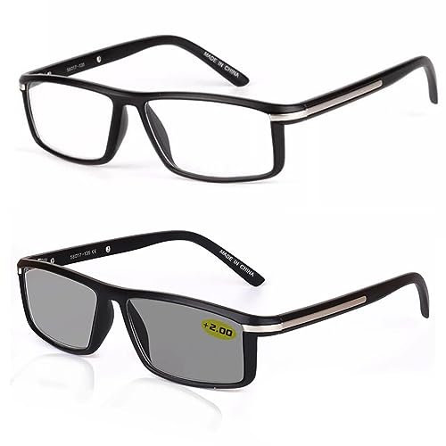 WINARA Photochrome Lesebrille, Herren Outdoor Sportbrille Autofahren Sonnenbrille, Anti UV400 Presbyopie Computerbrille +2.5 (Color : Black, Size : +0.75)