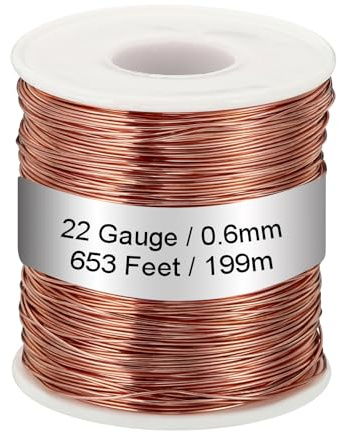 PATIKIL 99.9% Weich Kupfer Draht 22 Gauge/0.6mm Durchmesser 653Ft/199m 1.1 Pfund Spule Reiner Kupferdraht für Schmuck Herstellung Sicken Garten Pflanzen