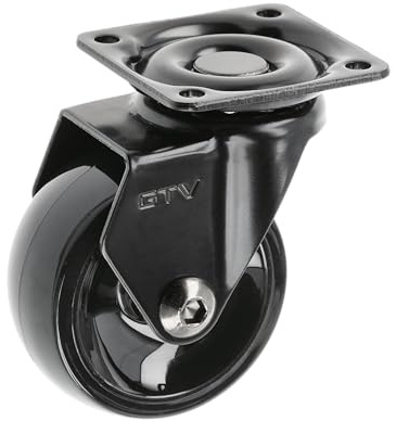GTV - Roulettes pour meubles CALIBRO | Roulettes pivotantes | Roulettes pour meubles | sans frein | Diamètre 50 mm | en plastique et acier | Noir