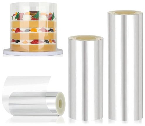Tortenrandfolie, Acetat Folie, 3 Rolle 8/10/12cm Tortenrandfolie Wiederverwendbare, Verdickter Tortenrandfolie, Plastikfolie Tortenfolien für Die Herstellung Von Kuchen, Mousse, Schokolade usw