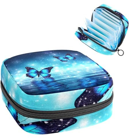 YTYVAGT Perioden-Tasche, Aufbewahrungstasche für Damenbinden, Fantasie-Stil, Fluss und Schmetterlinge, Tampon-Tasche für Geldbörse