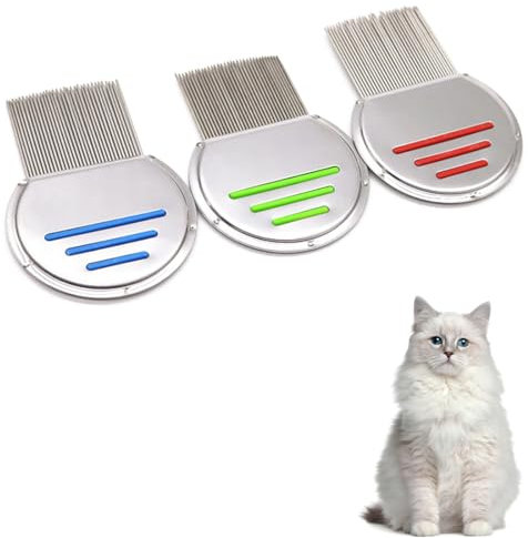 YATEICBC 3 Pcs Peigne à poux en Acier Inoxydable, Peigne à poux, Peigne en métal Facile à Utiliser avec des Pointes arrondies pour éviter Les dommages et l'arrachement