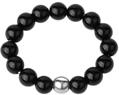Kreative Elastische Kordel-Nischenringe Für Frauen – Natürliche Runde Amethyst-Schwarz-Onyx-Handgefertigte Perlenringe Mit Veränderbarer Größe,Modische,Personalisierte Schmuckgeschenke Für Frauen