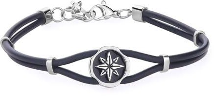 S'Agapõ Bracciale Uomo in Acciaio con Simbolo Rosa dei Venti | Collezione Panama - SPA27