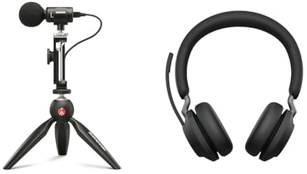 Shure MV88+ iPhone Mikrofon Video Kit & Jabra Evolve2 65 Wireless Headset – Noise Cancelling Microsoft Teams Zertifizierte Stereo Kopfhörer mit Langer Akkulaufzeit – USB-A Bluetooth Adapter – Schwarz