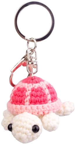Mwmoeen Lustige Positive Häkelschildkröte Schlüsselanhänger Handgemachte Emotionale Unterstützung Gestrickte Wolle Schildkröte Puppe Schlüsselanhänger Geschenk für Tasche Charm