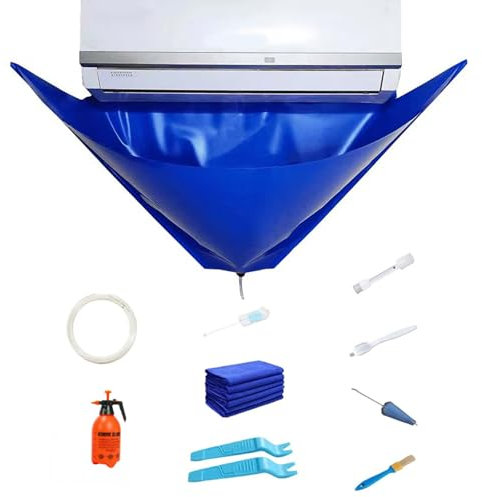 yampiyt 10pcs Kit Nettoyage Climatisation Split,Housse De Nettoyage pour Climatiseur Kit D'outils De Nettoyage AC Nettoyant Climatisation Maison Sac De Service De Climatiseur Mural
