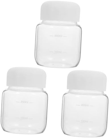 QUMIIRITY 3pièces Bouteille Verre Borosilicate Transparente Petite Bouteille Eau Portable Idéale Pour Jus Lait Et Café Avec Échelle De Mesure