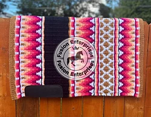 EQUIEMPRESS Sattelunterlage Western Show/Westernsatteldecke aus Neuseelandwolle, Top Wool Pad Sensor Flex (Anpassung möglich) A-479 (34 x 38)