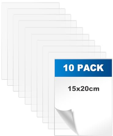 10 Pièces 150 x 200 x 1 mm Plaque Acrylique Transparente, Feuille de Plastique Plaque Transparent pour Remplacement du Verre du Cadre Photo, l'affichage des Projets, Peintures