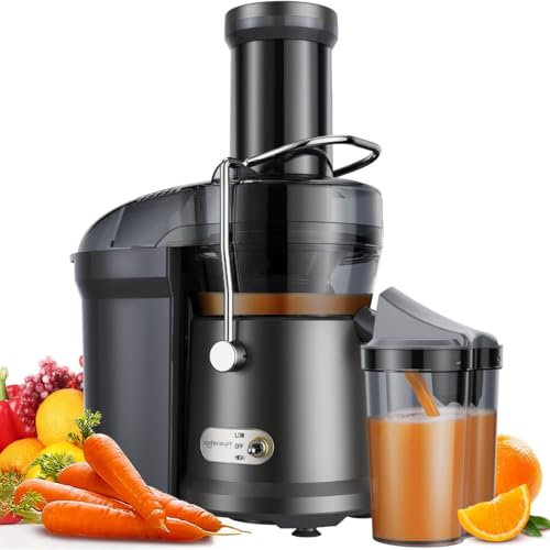 Safecourt Kitchen Entsafter Gemüse und Obst - Slow Juicer [1300W, 2 Stufen für hart & weich] - Saftpresse elektrisch [mit 90% Saftergebnis] - Obstpresse [mit 1.5 Liter Fassungsvermögen] - BPA frei
