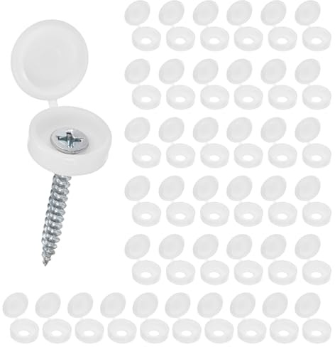 M METERXITY 200-Pack Plastic Hinged Screw Cover Caps, 6mm Shutter Screws with Caps, Fold Snap Washer Covers, Washer Flip Protection Covering M3 M4 M5 Screws Heads [White]