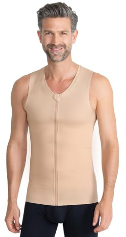 FINN Shapewear Kompressionströja för män med dragkedja – extra stark magväg undertröja & kroppsformare män – undertröja för platt mage och bättre hållning, Hudfärg, XL