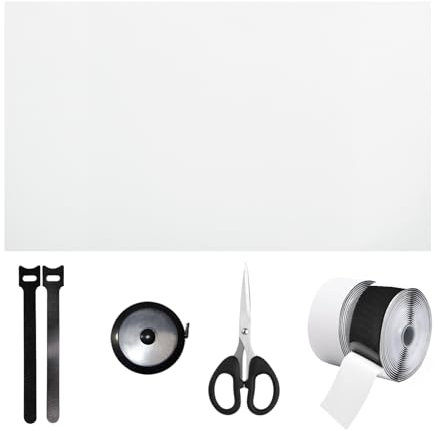 Verdunklungsstoff Ohne Bohren Set,Silber Weiß 1m x 1,45m Fenster Verdunkelung Dachfenster mit Klett & Kabelbinder Schere Maßband 100% Lichtundurchlässig Sonnenschutz Fenster Verdunklungsrollo