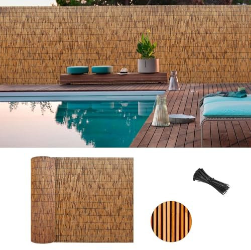 Langlebiger, wasserdichter Bambus für Terrasse, Garten, Balkon, 160 x 500 cm, Bambus, für den Außenbereich, UV-beständig, einfache Installation