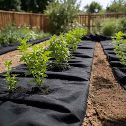 NQJIBUE Article-Geotextile Membrane noire 1 x 10 m fibre de polyester, pelouse et jardin, jardinage, tissu paysager