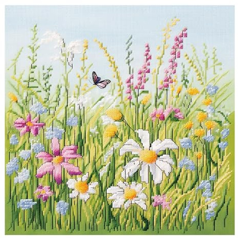 51buyoutgo Kreuzstich Set Vorgedruckt, Blumen Stickbilder zum Sticken Set Erwachsene mit 11CT Stickvorlagen, Stickset für Anfänger, 30x30 CM Cross Stitch Embroidery Kit Geschenke für DIY Home Deko