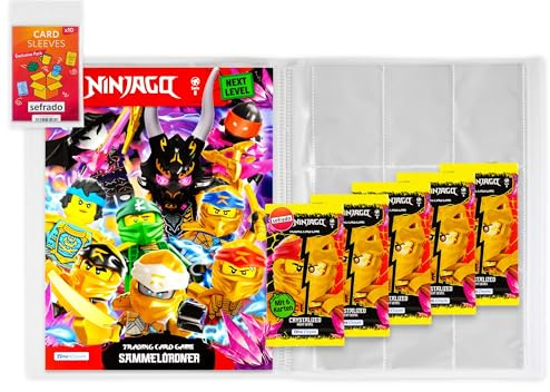 sefrado Bundle Exclusive Hüllen kompatibel mit Blue Ocean Ninjago Sammelmappe leer + 5 Booster Serie 8 Next Level Trading Card Game 2023