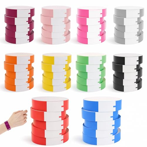 Icyowls 150 Stück 10 Farben Eintrittsbänder Einlassbänder Wasserfeste Party Armbänder für Festivals, Events und Wasserparks, aus DuPont-Papier, reißfest und umweltfreundlich, 100% wasserdicht