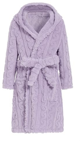 JiAmy Girls' Hooded Fleece Bathrobe and Dressing Gown, Ages 4-14 | Soft, warm and fuzzy for after bathing, bedtime, relaxed mornings and home wear