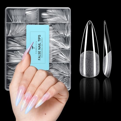 TOMICCA 504 Stück Stiletto Long Nail Tips für Gelnägel | 12 Größen Nageltips, Full Cover Soft Gel Tips für Gelnägel, für Nagelverlängerung, Nagelstudios und Hause DIY
