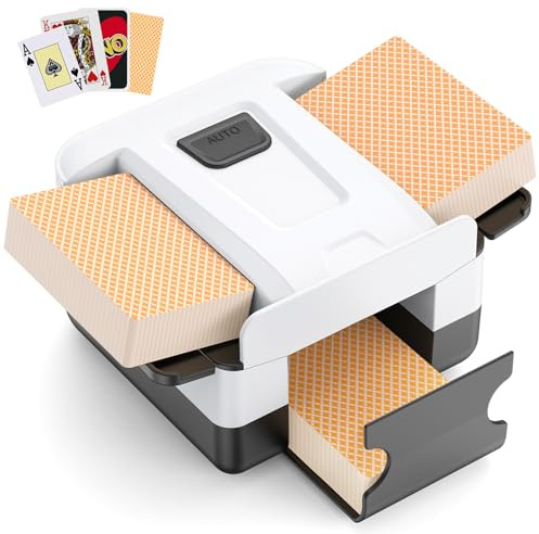 AOOELLO Automatic Card Shuffler 1-2 Decks, Rechargeable Electric Card Dealer Machine, Low Noise Portable Shuffler for UNO, Poker, Blackjack, Skip-Bo, Phase 10