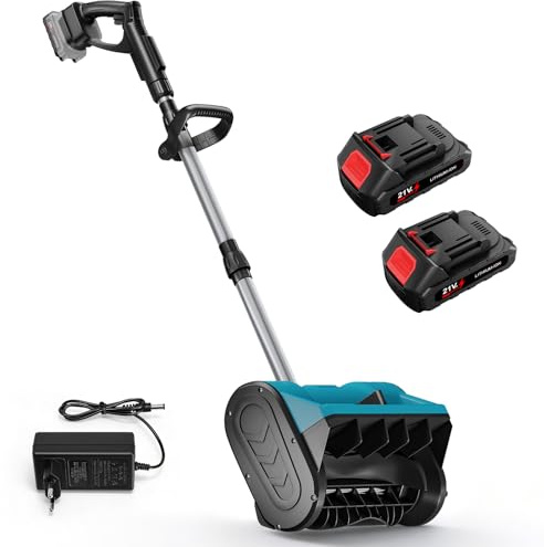 Fresa per Neve senza fili 21 V, spazzaneve elettrica con 2 batterie, motore senza spazzole, altezza di lavoro 20 cm, larghezza di lavoro 30 cm, portata del proiettile 10 m, neve fresca, vialetti